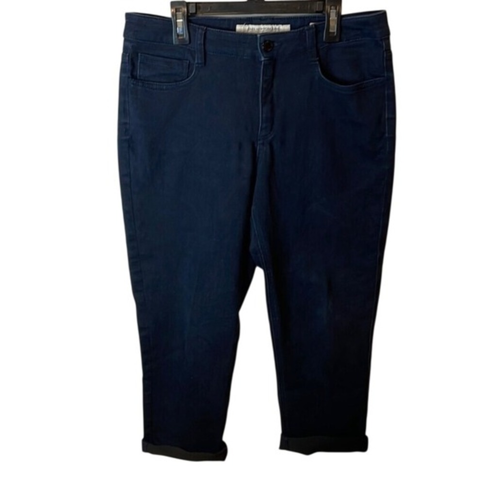 Jones New York Jeans City Cuffed Capri Dark Indigo Stretch Crop Pants Womens 8